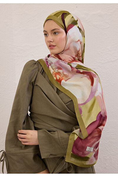 Freshscarfs Gardenıa Desen Rami Şal Haki