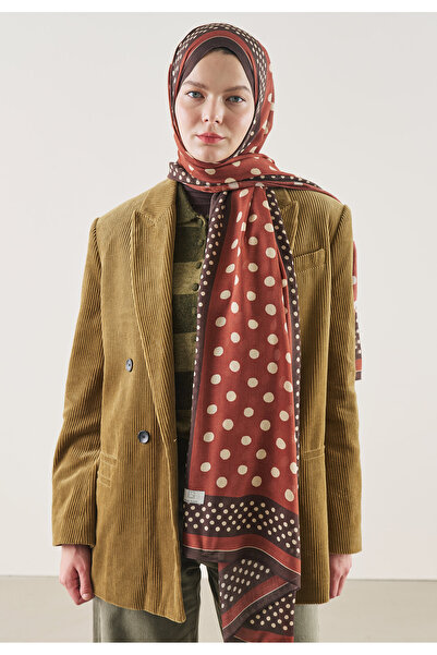 Freshscarfs Șal din ramie cu model cu buline tip țiglă