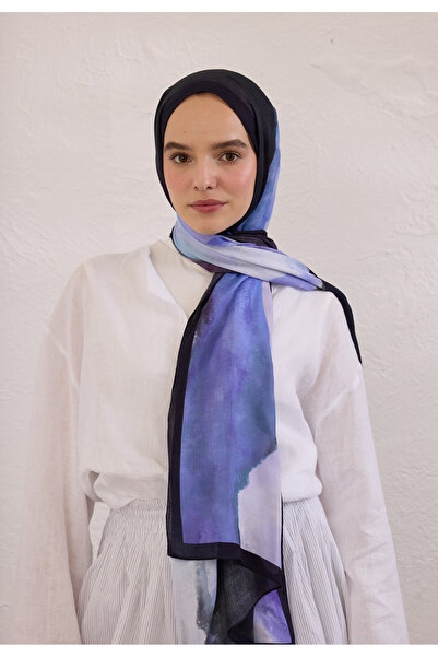Freshscarfs Color Waves Desen Rami Şal Mavi