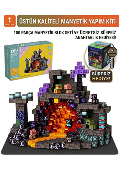 RoRoToys Minecraft Maden Temalı 100 Parça Manyetik Blok Oyuncak Seti - Eğitic...