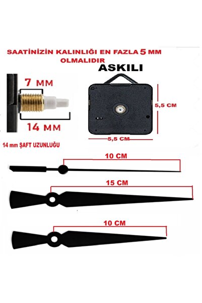 CNR SHOP Saat Makinesi, Akar Sessiz Duvar Saati Mekanizması, 14 MM şaft, Akre...