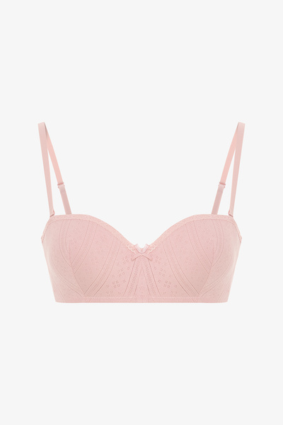 Penti Pembe Lotus Straplez Pointel Pamuklu Balenli Sütyen