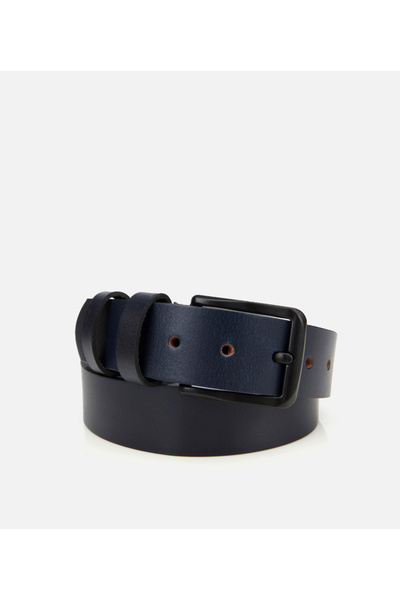 Hotiç Men's Leather Navy Blue Belt