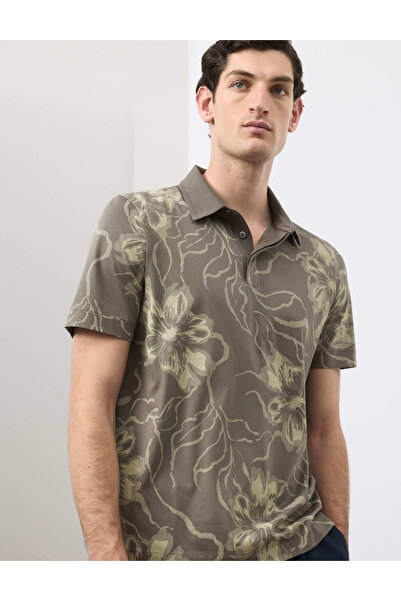 Marks & Spencer Pamuklu Çiçek Desenli Polo Yaka T-shirt