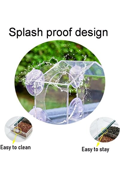 Arabest Window Bird Feeder with 4 Strong Suction Cups, Extra Deep Tray for La...