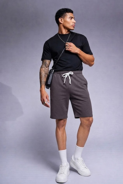 COMBİNE MİCHAİL Erkek Comfort Fit Diz Üstü Füme Şort