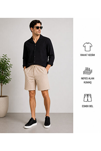 WENMİNG Bürümcük Crinkle Fabric Summer Men's Shirt and Crepe Shorts Top and B...