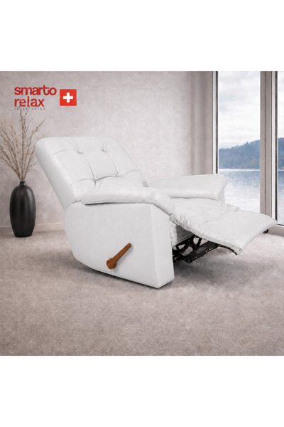 Smarto relax VIP Manuel TV Koltuğu – Gerçek İtalyan Deri, Ceviz Ahşap Sırt De...
