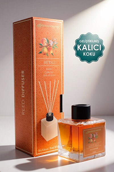 MOUVEMENT Şeftali Bahçesi 100 ml Bambu Çubuklu Oda Kokusu – Tatlı ve Meyvemsi...