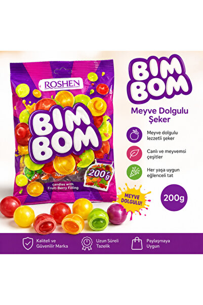 Roshen Bim Bom Candies Meyve Dolgulu Şeker 200g