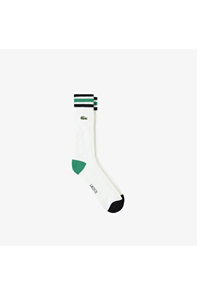 Lacoste Unisex Çizgili Beyaz Çorap