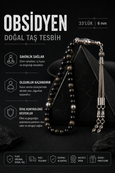 OSMANLI DOĞAL TAŞ Orijinal & Sertifikalı Obsidyen Doğal Taş El Yapımı Özel Ku...