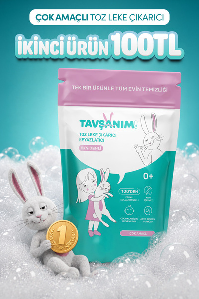TAVŞANIM! Çamaşır Ve Yüzey için Çok Amaçlı Oksijenli Toz Leke Çıkarıcı ve Bey...