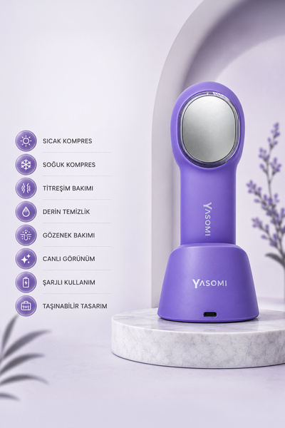 Yasomi Carelux Şarj Edilebilir Yüz Temizleme Ve Masaj Cihazı, Mor
