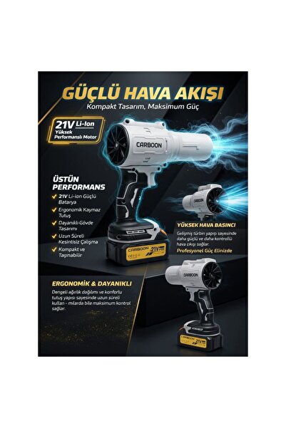 Sezy 32.000 RPM 21V Yüksek Performanslı Motor 300W 12000mAh Kablosuz Hava Üfl...