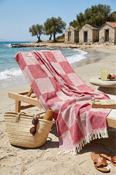 FUNNDY SUMMER Checkerboard Patterned Loincloth Beach Towel - 70x155 Cm