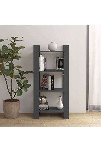 Concept Bibliotecă/Separator cameră,gri, 60x35x125 cm, lemn masiv pin