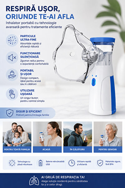 unbranded Aparat Aerosoli Portabil Ultrasonic Mesh Engros – Nebulizator Silen...