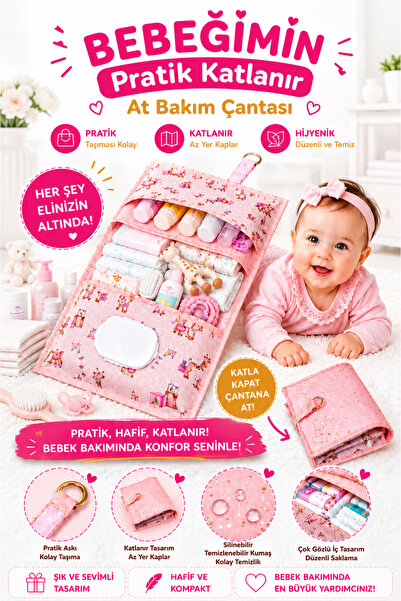 Özlem Toys Practical Foldable Diaper Change Care Bag for My Baby (PINK COLOR)
