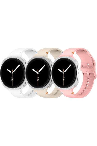 O Ozone 3-Pack Silicone Bands for Galaxy Watch 8/8 Classic – White/Beige/Pink