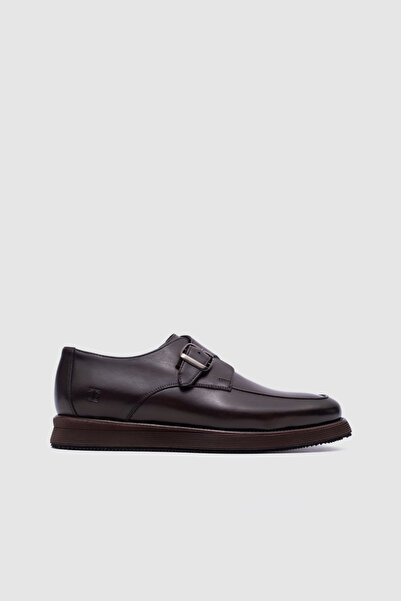 TOGO Men's Brown Genuine Leather Buckle Classic Monk Shoes [052373]