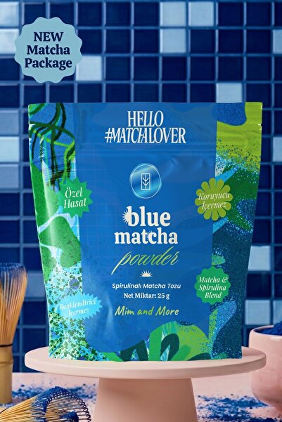 Mim and More Blue Matcha Powder - Mavi Spirulina Superfood Matcha Tozu Doypac...