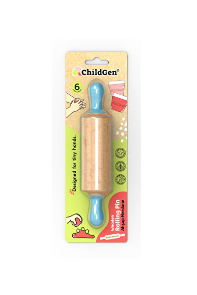 ChildGen Play Dough Mini Ahşap Merdane-mavi