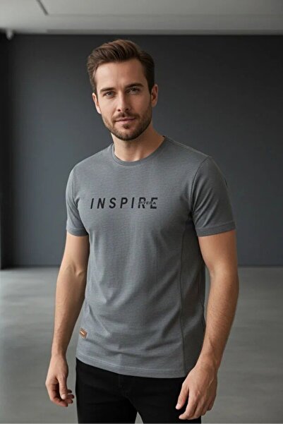 Piyera Men's Blue Inspire Printed Single Jersey Fabric T-Shirt Slim Fit Cotto...