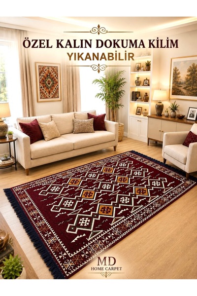 mdhomecarpet Türkiye Şark Köşesi Halısı - Otantik Kilim Desenli, Doğal Dokulu...