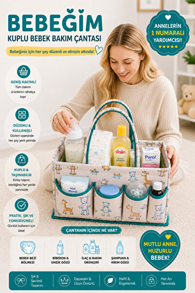 Özlem Toys حقيبة العناية بالطفل الرائعة للأم والطفل (لون أزرق مع مقابض)