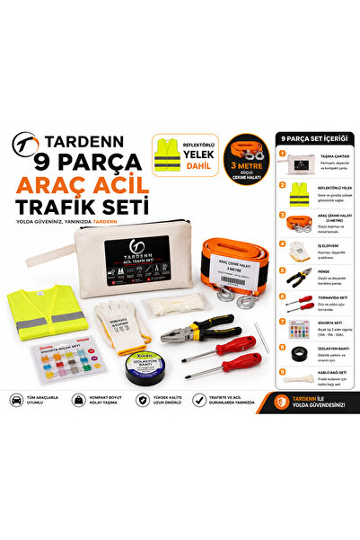 TARDENN ZORUMLU Premium Acil Trafik Seti – Araç Güvenlik ve Yol Yardım Kiti