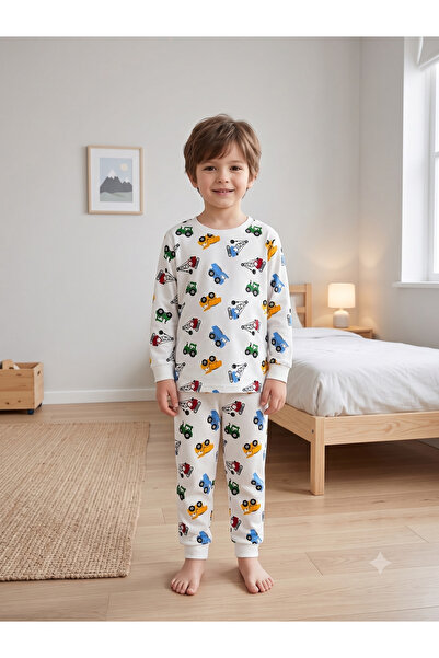 Pajama Shop Set de pijamale de iarnă cu mâneci lungi, cu model de camion trac...