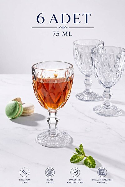 KaraWent Home Set of 6 Coffee and Water Glasses 75 ml Crystal Patterned Glass...
