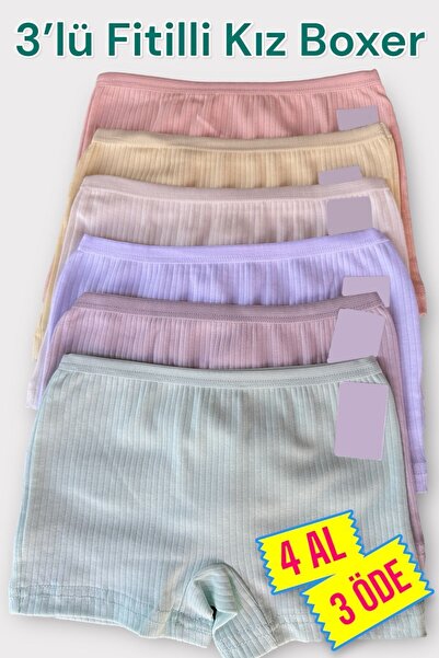 Dondeza Pachet de 3 chiloți boxer colorați din bumbac lycra pentru fete - 3 b...