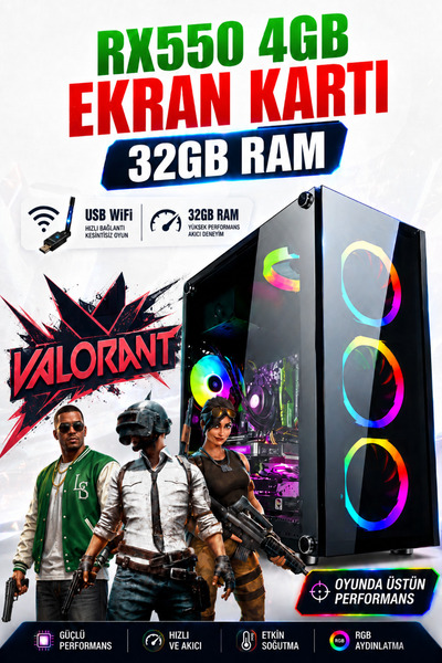 Dmc 173x (PUBG,GTA 5) İ5-4570,32GB RAM,512GB SSD,4GB RX550 GDDR5 128bit,oyunc...