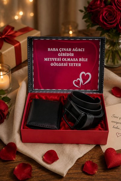 expreshediye Baba Çınar Ağacı Gibidir, Babaya Hediye Cüzdan Kemer Seti