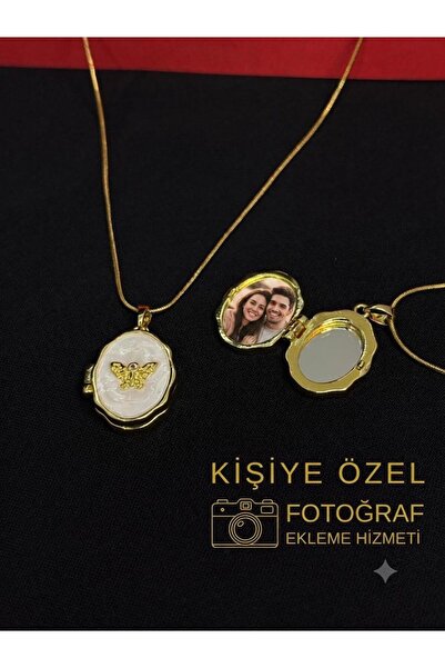 Melisa Takı & Aksesuar 316L Çelik Gold Renk Açılır Resimli Kolye (Fotoğraf ek...