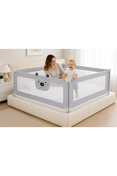 ROHS Set of 3 Bed Safety Barriers 2x200cm + 1x180cm,Height 68-98cm,Protection...