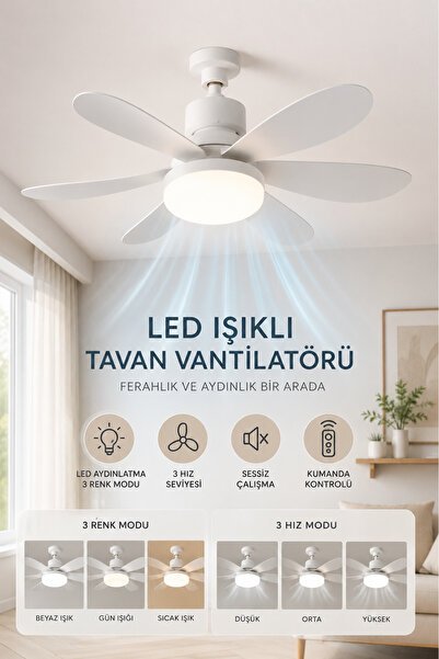 New 2in1 Led Light and Fan Silent Ceiling Fan with 3 Color Modes and 3 Speed Modes