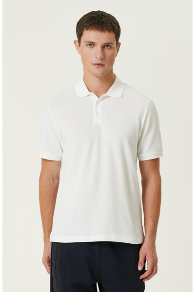 Network Kırık Beyaz Polo Yaka Jakarlı Tshirt