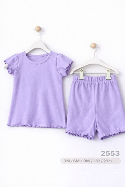 For My Baby طقم شورت وتي شيرت مكشكش للفتيات الصغيرات مكون من قطعتين