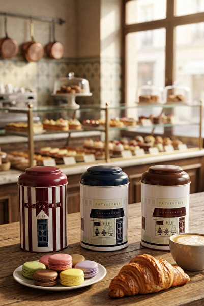 EVLE Silindir Saklama Kabı Ø105 3 lü Set, Patisserie Set