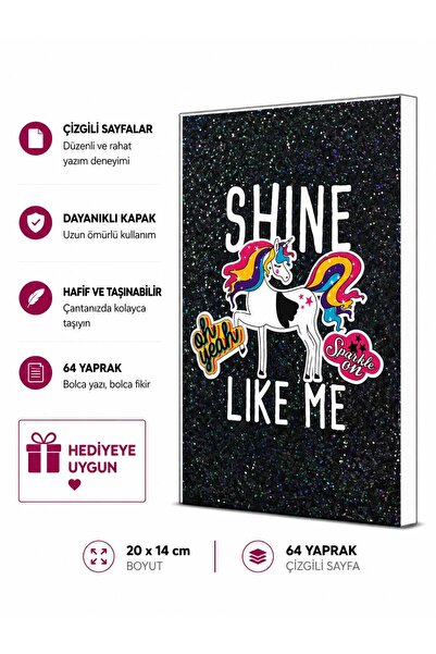 4nio CRNI SVETLJUĆI JEDNOROG GLITAR NOTEBOOK