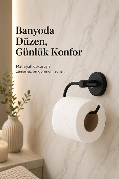 Alper Banyo Μαύρο ματ χαρτί υγείας Κρεμάστρα Wc Θήκη για ρολό τουαλέτας - Είτ...