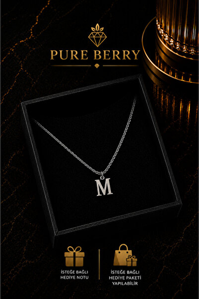 PURE BERRY قلادة مجوهرات فضية اللون بحروف أولية من A إلى Z (تحديد الحرف)