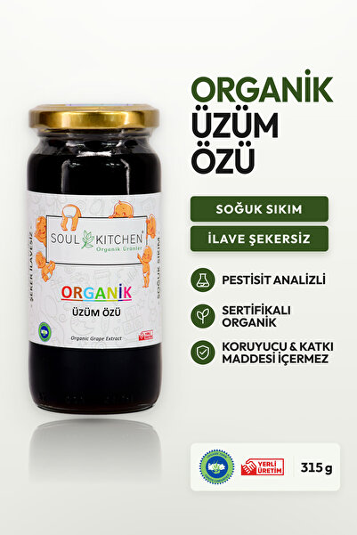 Soul Kitchen Organik Ürünler Organik Üzüm Özü Soğuk Sıkım Şeker İlavesiz Katk...