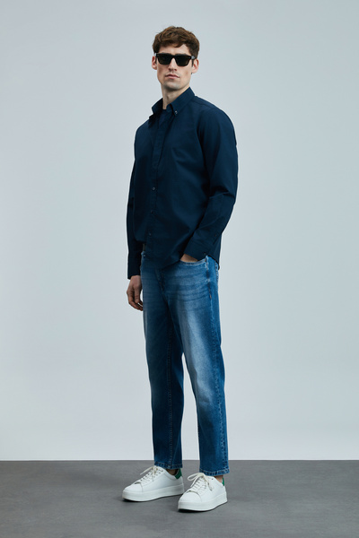Lufian Ανδρικό πουκάμισο Ellery Basic Regular Fit Navy Blue