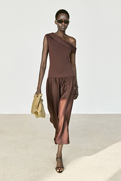 Massimo Dutti Tek Omuz Midi Elbise