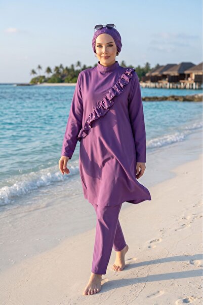 dilberfashion طقم ملابس سباحة إسلامية من 3 قطع مزين باللؤلؤ من ماركة إيلا