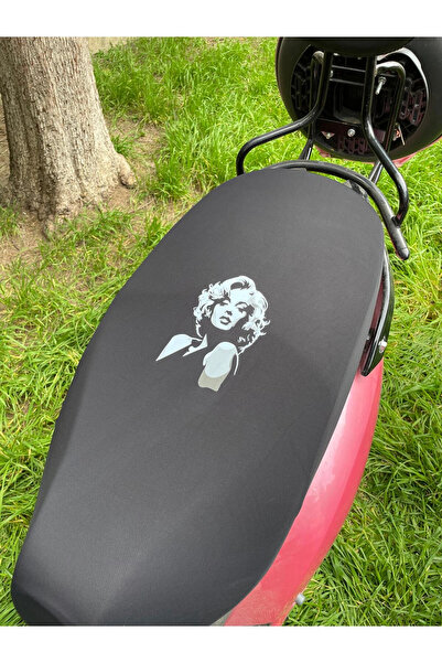 Loryma Husa scaun motocicleta neagra cu model MARYLIN MONROE